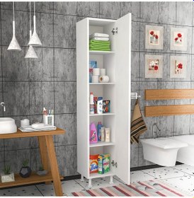Resim Moonlife 5 Raflı Banyo Boy Dolabı Çok Renkli 
