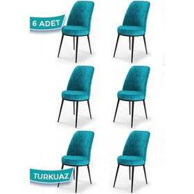 Resim Canisa Dexa Serisi, Üst Kalite Mutfak Sandalyesi, 6 Adet Turkuaz Sandalye, Metal Siyah Iskeletli Sandalye Turkuaz Ayaklar Siyah 