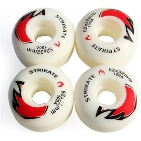 Resim Kosona 52x32 Mm Pu Kaykay Tekerlekleri - Beyaz Alev Desenli, 4 Adet, Çift Kanatlı Kaykaylar İçin 