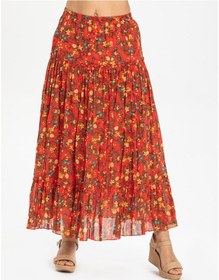 Resim Buse Vual Uzun Etek Tomurcuk Desen Turuncu 6168 