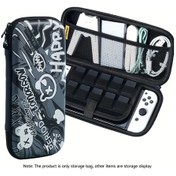 Resim Gaojunshop01 Switch Oled Taşınabilir Saklama Çantası Şarj Kablosu Oyun Yuvası Black Line Graffiti 