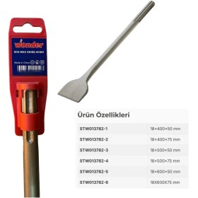 Resim Wonder STW013782-6 Sds Max Geniş Keski, 18X600 Mm, 75 mm 