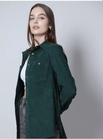 Resim Yrgıs Büyük Beden Oversize Kadife Gömlek 223936563 Zümrüt 