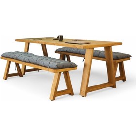 Resim Neiwel Dove Doğal Ahşap Banklı Toplantı Masasıı x 100 x 240 Açık Ceviz 