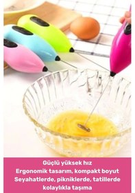 Resim Premium Portatif Çelik Uçlu Kahve Sos Krema Mama Süt Köpürtücü Yumurta Çırpıcı Pilli Mini Mikser Çok Renkli 