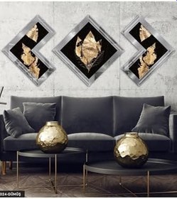 Resim Gold Yaprak Gümüş Pleksi Aynalı Çerçeveli Tablo 