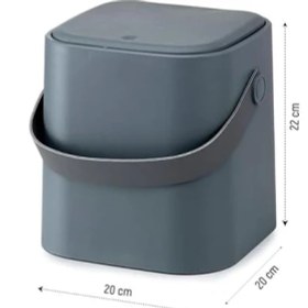 Resim 4l Mini Tezgah Üstü Çöp Kovası - Deri Tutma Saplı, Kompakt ve Şık Tasarım, Mutfak & Banyo Için, Geri Dönüşüm Dostu (Gri, 4 Litre) 