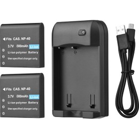 Resim Konesam Np-40 Pil Şarj Cihazı İle 2 Adet 3.7v 800mah Pil Seti, Micro Usb Şarj Kablosu Dahil 