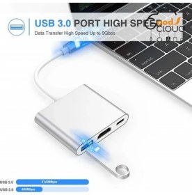 Resim CoverZone AP-10 4K Type-C HDMI Görüntü Aktarım Kablosu USB Hub 3.0 