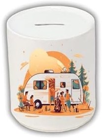 Resim Karavan Teması Baskılı Kumbara - Para Biriktirme Kumbarası 