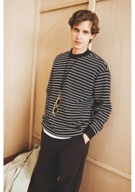 Resim Defacto Relax Fit Bisiklet Yaka Çizgili Sweatshirt E9408ax25aubn339 Kahve 