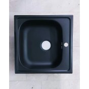 Resim Gralux Evye Siyah Granit Desen Kaplamalı Üstten Takmalı Kare 50 x 50 cm Ölçülerinde Paslanmaz Evye 