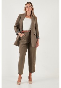 Resim Lela Regular Fit Yüksek Bel Düz Paça Kemerli Bayan Pantolon 68350938 Haki 