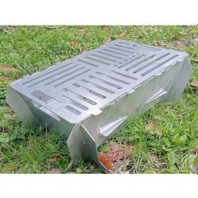 Resim Lazer Tamamı Paslanmaz Çelik Mangal Portatif Pratik Katlanabilir 41x25 Cm Çok Renkli 