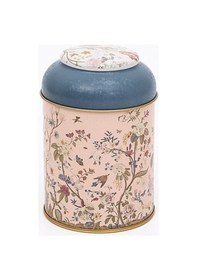 Resim Flora Pink Desenli Yuvarlak Metal Saklama Kabı, 9 X 11 Cm, 0,6 Lt Desenli 