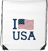 Resim DIYthinker Kadın I Love USA Amerika Bayrağı Kültür Desen İpli Sırt Çantası İnce Çizgiler Alışveriş Yaratıcı Çanta Omuz Environ Tal Polyester Çanta, Çok renkli, One Size, sırt çantası 