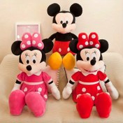 Resim 35 cm Disney Mickey Mouse Peluş Oyuncaklar Kawaii Anime Mickey Minnie Dolgulu Peluş Modelleri Doğum Günü Hediyesi için Dekorasyon Bebekleri 
