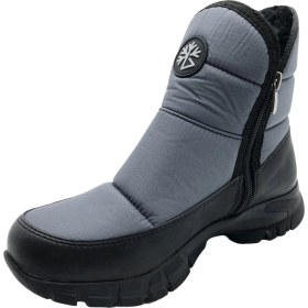 Resim Çiğdem Kundura Gri Kısa Fermuarlı Kar Botu Su Geçirmez Tekstil Dış Materyal 