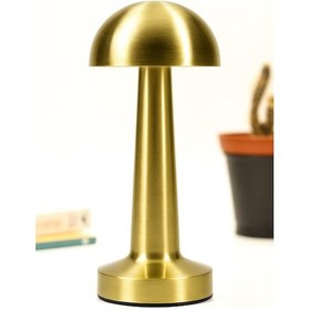 Resim Şarjlı Mantar Masa Lambası Metal Dokunmatik 3 Işık Parlaklık Ayarlı Gece Masa Üstü Lamba Gold A4 Gold 