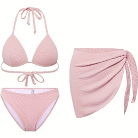 Resim Kadınlar İçin Sert Göğüslü Üç Parçalı Bikini Mayo Takımı 