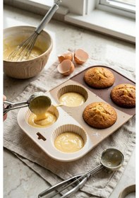 Resim Kahve Rengi 6 Lı Silikon Kek Ve Çikolata Kalıbı & Muffin Kabı Pişirme Gereci 16x25 Cm Kahverengi 