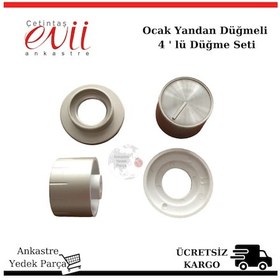 Resim Çetintaş Evii Ankastre Setüstü Ocak Gri 4 Lü Yandan Düğme Seti - 376804899 