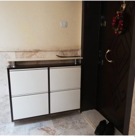 Resim Kaser Marka Metal Ayakkabılık 2+2 Yatay Raflı Kahve Krem Kahverengi 