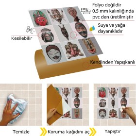 Resim Tink Kendinden Yapışkanlı Mask Desenli Pvc Karo 30X30 cm 4'lü 0,36 M2 