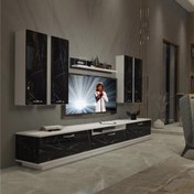 Resim Decoraktiv Trendstyle 8D Slm Tv Ünitesi Tv Sehpası - Beyaz - Siyah Mermer 