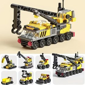 Resim 1 Set 6'sı-1 Mekanik İnşaat Blokları Vinç Oyuncak Seti, Çocuklar İçin Uyumlu İnşaat Oyun Seti, 6-12 Yaş, Yaratıcı Şehir İnşaat Oyuncak, Çocuklar İçin Mükemmel Noel Hediyesi 