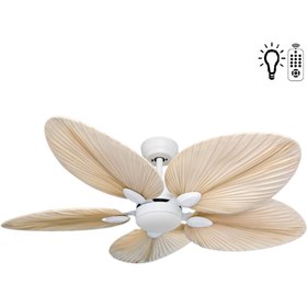 Resim Kaşkar / Taflan T52045-l Beyaz Palmiye Uzaktan Kumandalı Aydınlatmalı Tavan Vantilatörü 