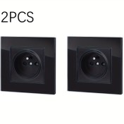 Resim 2 Adet Duvar Prizi, Taşınabilir Kurulum, Siyah Temperli Cam Malzeme, Gömme Duvar Çıkışı 250V 16A, Ofis, Yatak Odası, Oturma Odası ve Daha Fazlası İçin Uygun 