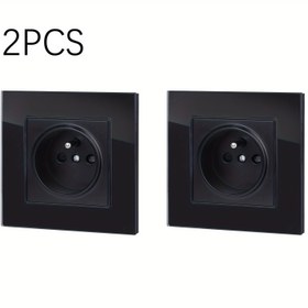 Resim 2 Adet Duvar Prizi, Taşınabilir Kurulum, Siyah Temperli Cam Malzeme, Gömme Duvar Çıkışı 250V 16A, Ofis, Yatak Odası, Oturma Odası ve Daha Fazlası İçin Uygun 