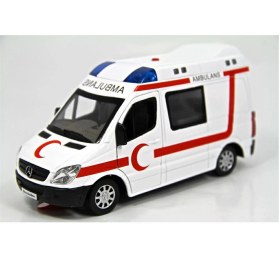 Resim Vardem 1:32 Işıklı Sesli Metal Ambulans (Çek-Bırak Özellikli) 
