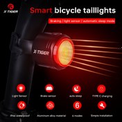 Resim X-TIGER Akıllı Bisiklet Kuyruk Lambası, Fren Algılama Gece Sürüşü Kuyruk Lambası, Ultra Parlak LED Arka Aydınlatma, C-Tipi USB Şarj, IPX6 Su Geçirmez, Bisiklet Güvenlik Kuyruk Lambası Aksesuarı. 