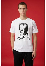 Resim Tommy Life Beyaz Ay Yıldız Baskılı Unisex T-shirt - 88510 