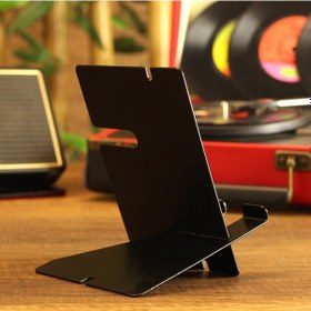 Resim Siyah Metal Telefon Ve Saat Stand Telefon Ve Saat Tutucu 