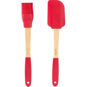 Resim Tantitoni Bambu Saplı Kırmızı Silikon Spatula ve Fırça Seti (8695835414928) 