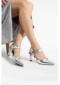 Resim Kadın Gümüş Metalik Vera Heel Topuklu Sandalet Gümüş 
