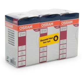 Resim Osram A60 8,5W Led Value Cla60 806Lm E27 3'Lü Ampul - Sarı Işık 