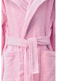 Resim Girl Unicorn Kapüşonlu Kadife Çocuk Bornozu 5/6 Yaş Pembe 