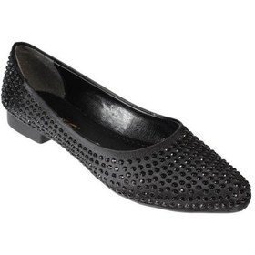 Resim Yazkış Kadın Gümüş Siyah Düz Taşlı Babet Siyah 