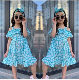 Resim MODAVALS MİNT YEŞİLİ KARDEŞ KOMBİN KIZ ÇOCUK ELBİSE & BANDANA KOMBİN 