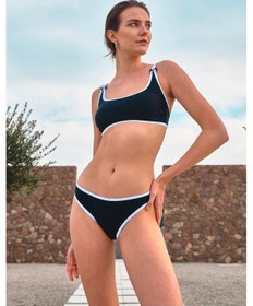 Resim Too Salty Swimwear Kadın Siyah U Yaka Halka Detaylı Bralet Bikini Takımı 24s124st Renkli 