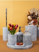 Resim MIARIK DESIGN & DEKORASYON DEKORATİF GRI MERMER AKSESUAR DETAYLI 7 Lİ BANYO SETİ TAKIMI 