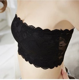 Resim Chuangyinshop Siyah Dantel Bandeau Sütyen - Günlük Konfor İçin Sütsüz İç Çamaşırı Siyah 