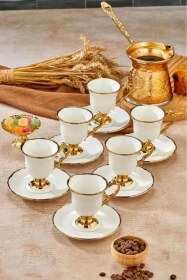 Resim Cooker Ckr3533 Gold Detaylı Porselen Kahve Fincan Takımı 6'lı Çok Renkli 