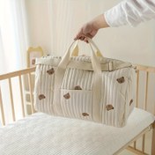 Resim Sevimli Ayı Baskılı Ekstra Büyük Beyaz Seyahat Çantası - Omuz Askılı Çok Fonksiyonlu Anne Çantası, Bebek Bezi & Temel Gereçler Düzenleyici, Dayanıklı Polyester, Çanta 