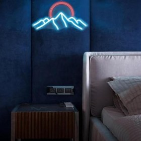 Resim SANEC Dağ ve Güneş Neon Led Tabela Dekoratif Aydınlatma 