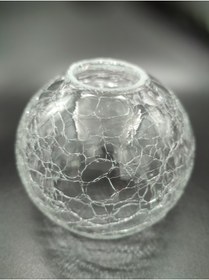 Resim KUĞULU Küçük Avize Camı, Yuvarlak, Şeffaf ,çatlatılmış Desenli (E.14) (ÇAP: 10.00CM- DUY YUVASİ: 3.00CM). 